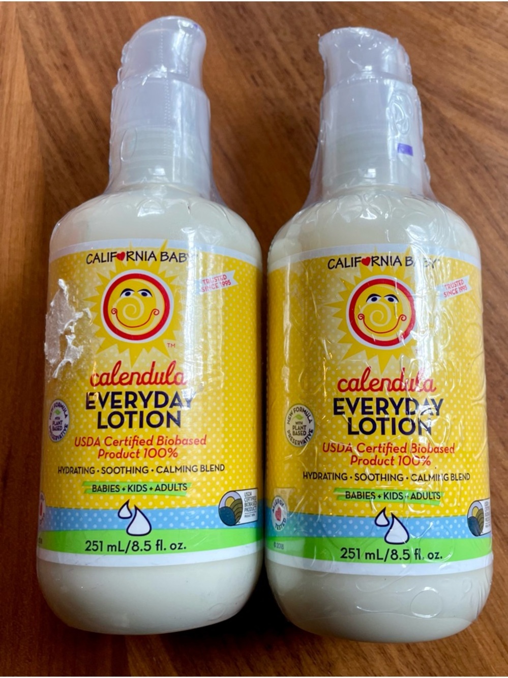 2 8 oz California Baby Calendula Everyday lotion sealed